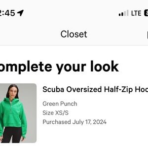 lululemon athletica Green Punch Scuba Oversized Half-Zip Hoodie